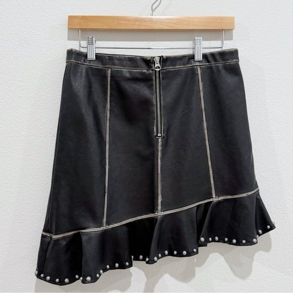 Zara Asymmetric Studded Faux Leather Mini Skirt Size M - Picture 3 of 11